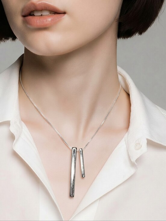 Nadine West Jewelry - NWT Nadine West Silver Bar Drop Necklace ~23"